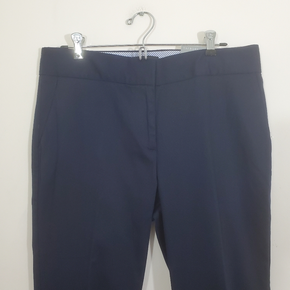 NWT Talbots Slim Crop Pants Navy Blue Textured Size 8 Business Casual Nautical - Picture 4 of 12